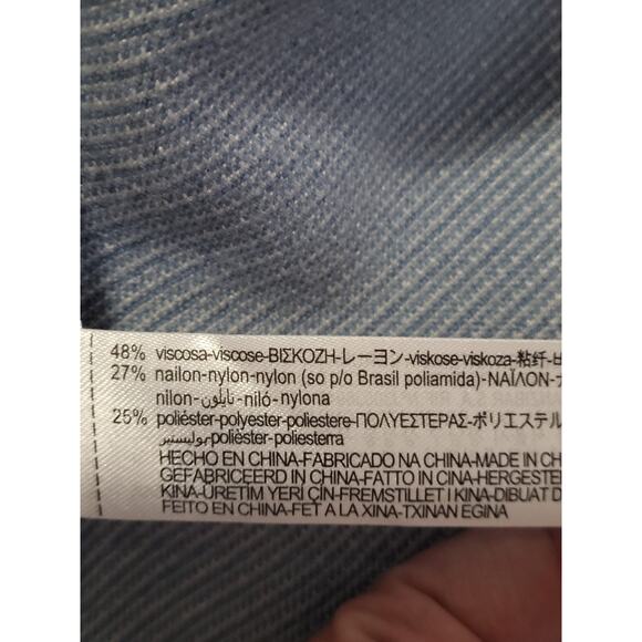 Zara Blue Button Plaid Checkered Knit Oversized Jacket Long Duster Coat EUC S - Picture 7 of 8